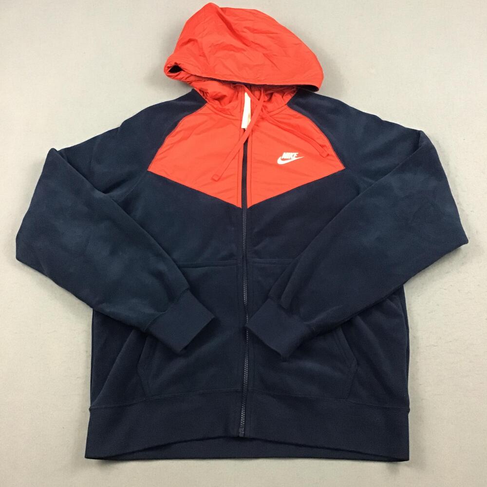 Nike Hoodie Men Medium Blue Full Zip Hooded Pockets Heavyweight Fleece M